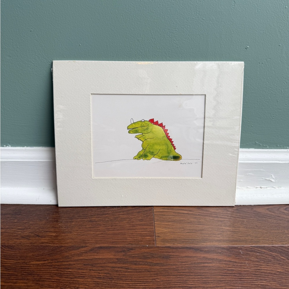 Green and Red Dinosaur Art Print